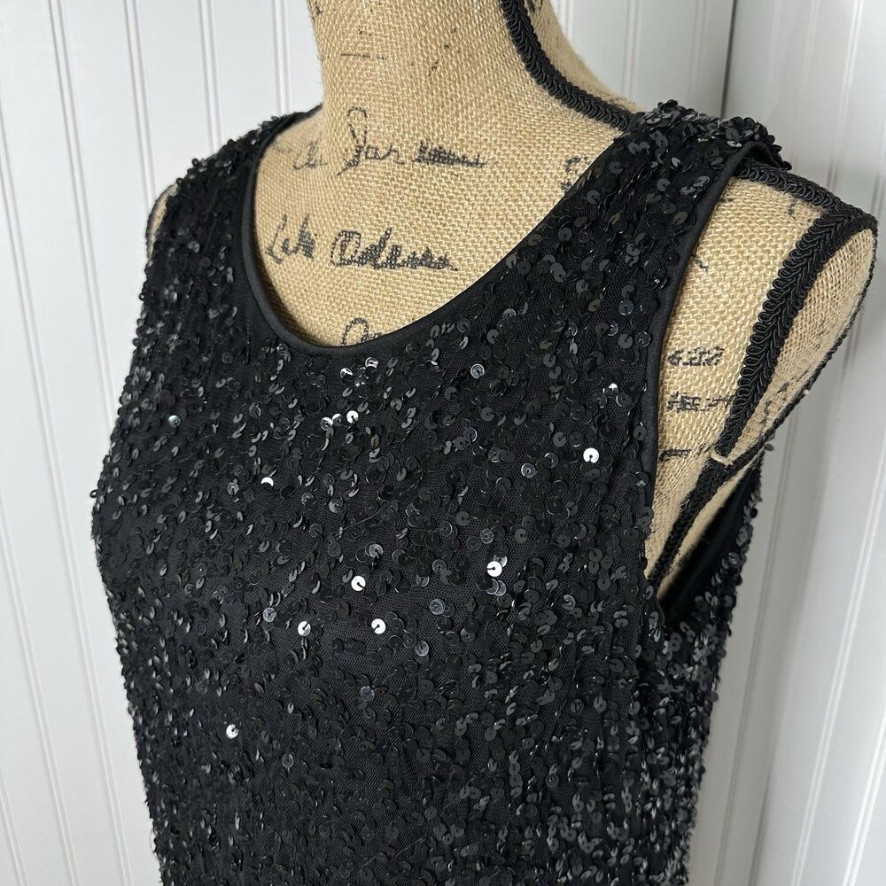 Rue 21 Black Sequin Mini Dress Lined LBD Cocktail Party Glam Event HOCO Sz L - Picture 2 of 14